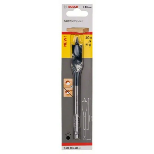 Перовое сверло Self Cut Speed, с шестигранным хвостовиком 16x152 мм Bosch 2608595487 — изображение 2