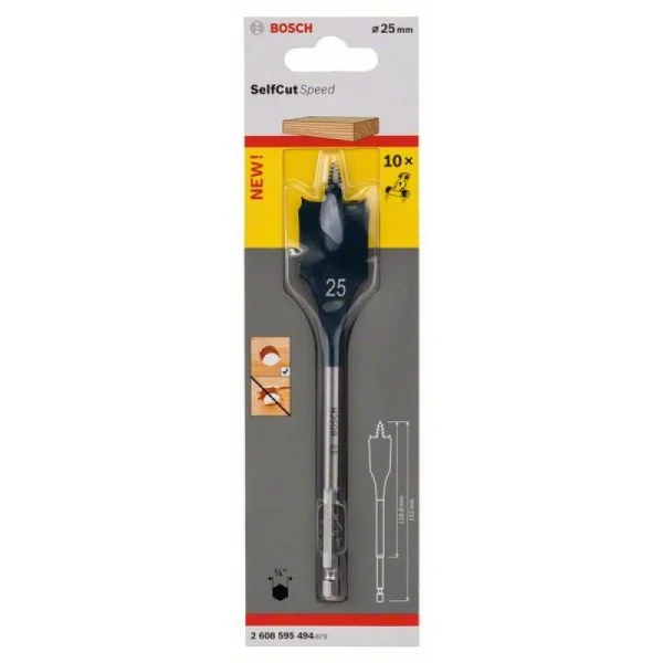Перовое сверло Self Cut Speed, с шестигранным хвостовиком 25x152 мм Bosch 2608595494 — изображение 2