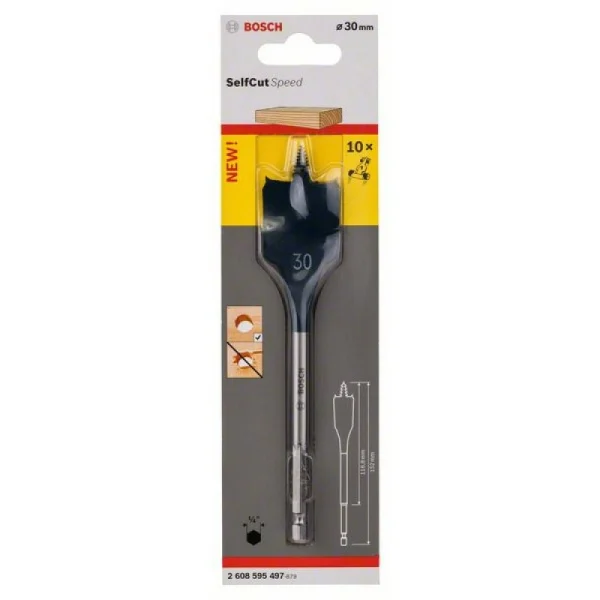 Перовое сверло Self Cut Speed, с шестигранным хвостовиком 30x152 мм Bosch 2608595497 — изображение 2