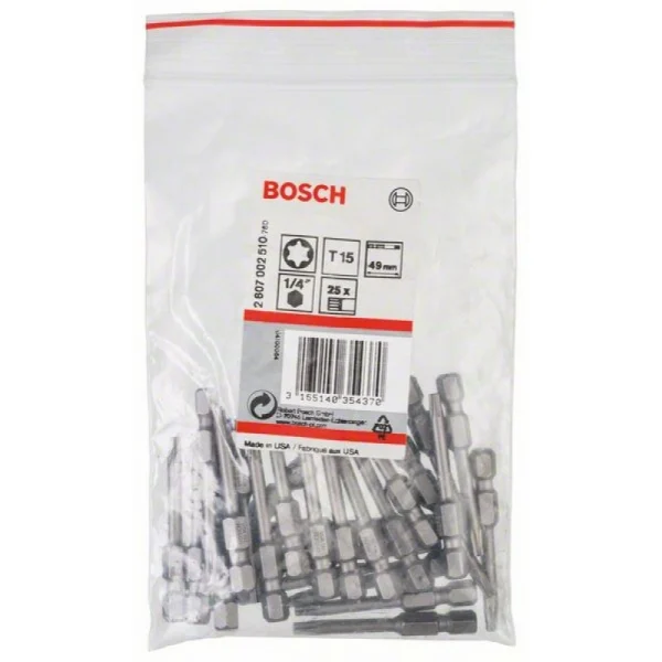 25 Бит Extra Hard 49 мм T15 Bosch 2607002510 — изображение 2