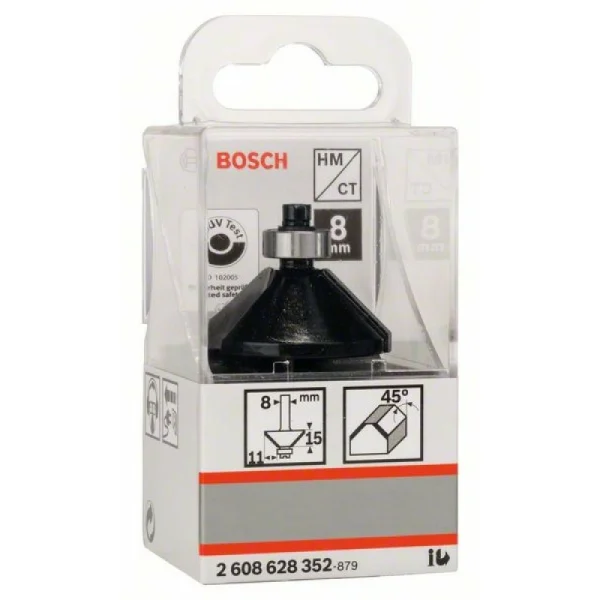 Фасочная фреза 8 мм, B 11 мм, L 15 мм, G 56 мм, 45° Bosch 2608628352 — изображение 2