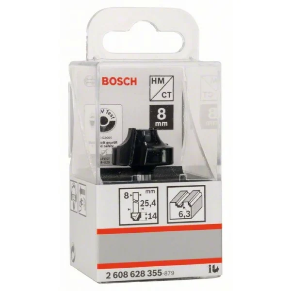 Профильная фреза E 8 мм, R1 6,3 мм, D 25,4 мм, L 14 мм, G 46 мм Bosch 2608628355 — изображение 2