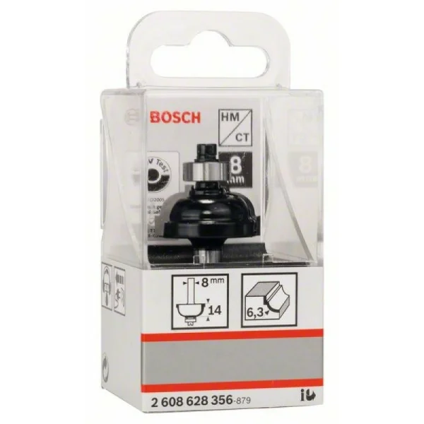 Профильная фреза F 8 мм, R1 6,3 мм, D 28,5 мм, L 13,2 мм, G 54 мм Bosch 2608628356 — изображение 2