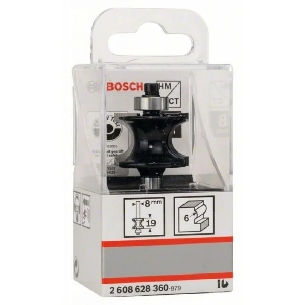 Полукруглые фрезы 8 мм, R1 6 мм, L 19 мм, G 63 мм Bosch 2608628360 — изображение 2