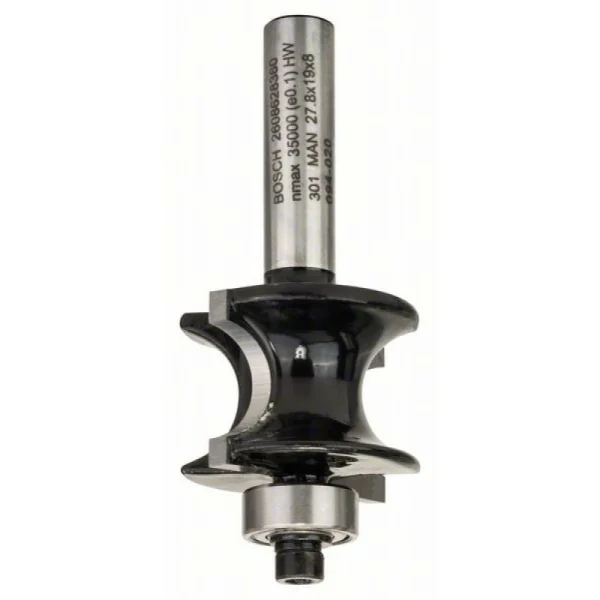 Полукруглые фрезы 8 мм, R1 6 мм, L 19 мм, G 63 мм Bosch 2608628360