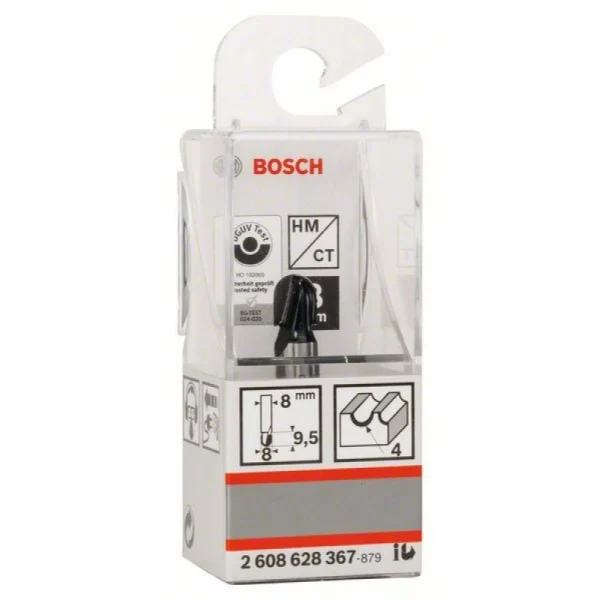 Галтельная фреза 8 мм, R1 4 мм, D 8 мм, L 9,2 мм, G 40 мм Bosch 2608628367 — изображение 2