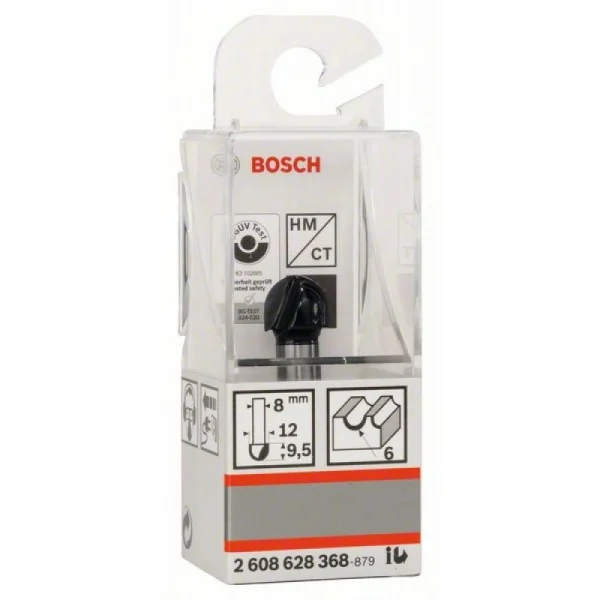 Галтельная фреза 8 мм, R1 6 мм, D 12 мм, L 9,2 мм, G 40 мм Bosch 2608628368 — изображение 2