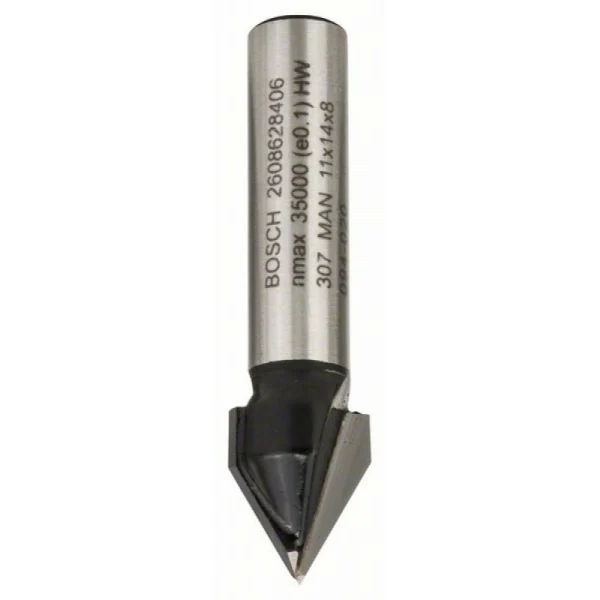 Фреза пазовая V-образная 8 мм, D1 11 мм, L 14 мм, G 45 мм, 60° Bosch 2608628406