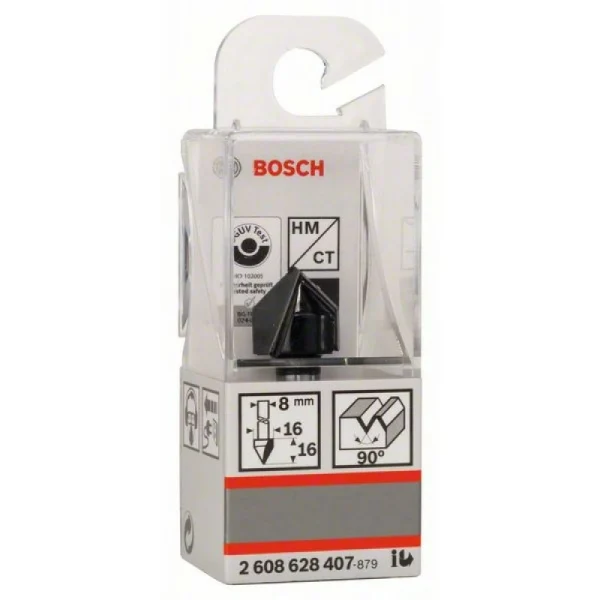Фреза пазовая V-образная 8 мм, D1 16 мм, L 16 мм, G 45 мм, 90° Bosch 2608628407 — изображение 2