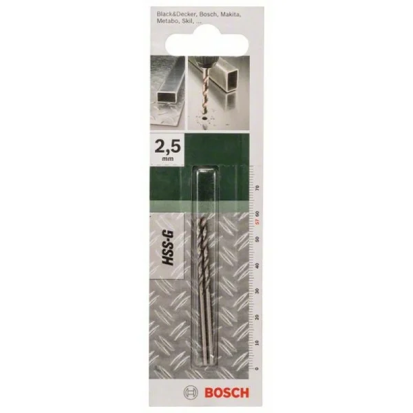 Сверло HSS-G для металла DIN 338 2,5x30x57 мм Bosch 2609255037 — изображение 2