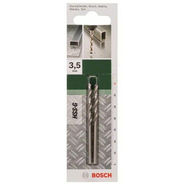 Сверло HSS-G для металла DIN 338 3,5x39x70 мм Bosch 2609255040 — изображение 2