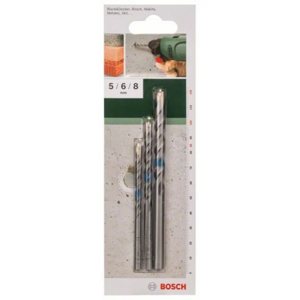 Набор из 3 сверл по бетону 5,0x85; 6,0x100; 8,0x120 Bosch 2609255416 — изображение 2