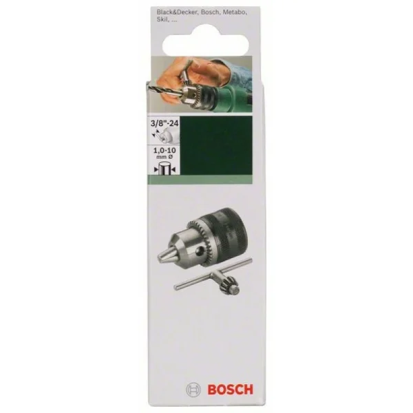 Кулачковый патрон до 10 мм 1,0 – 10 мм, 3/8' - 24 Bosch 2609255702 — изображение 2