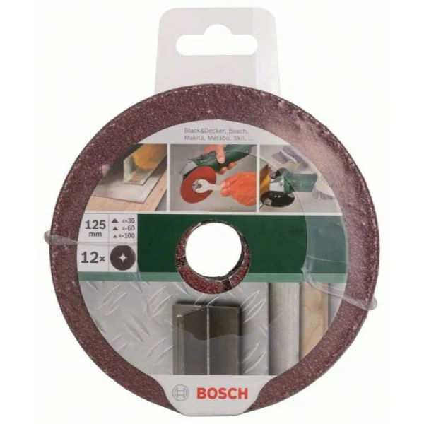 Набор из 12 фибровых шлифкругов для угловых шлифмашин, корунд 125 Bosch 2609256254 — изображение 2