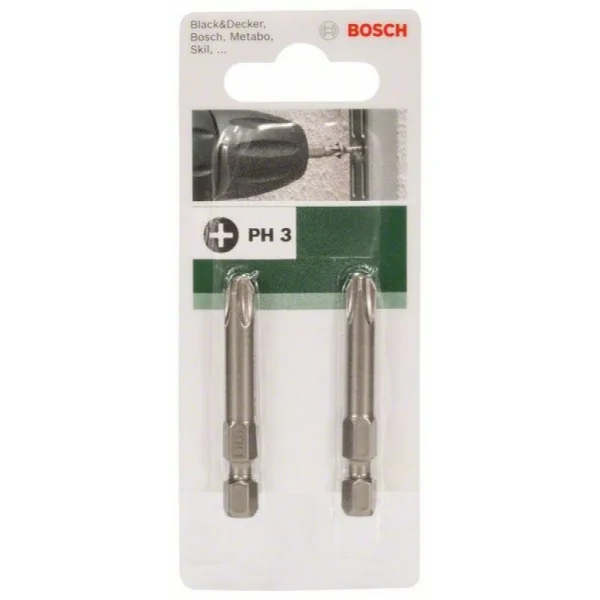 Отвертка-насадка для шурупов с крестообразным шлицем Phillips (PH) PH 3, 49 мм Bosch 2609255921 — изображение 3