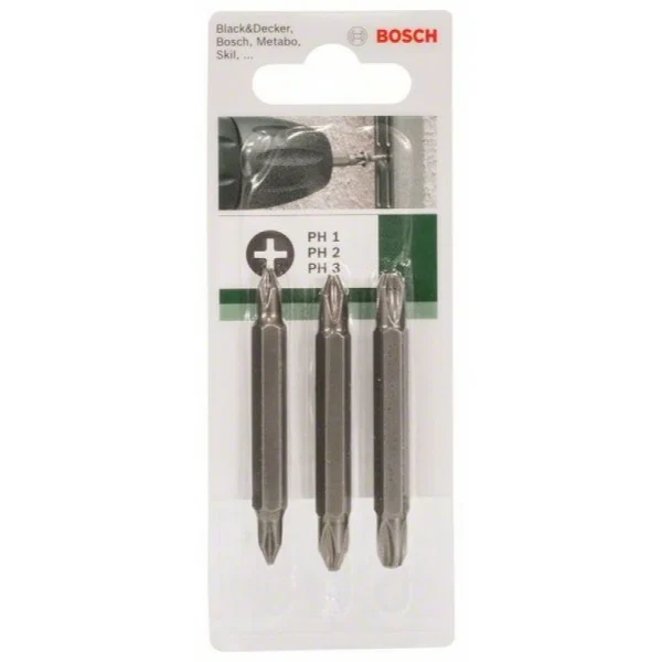 Набор из 3 двухсторонних насадок (PH, PH) PH1-PH1; PH2-PH2; PH3-PH3; 60 мм Bosch 2609255961 — изображение 4
