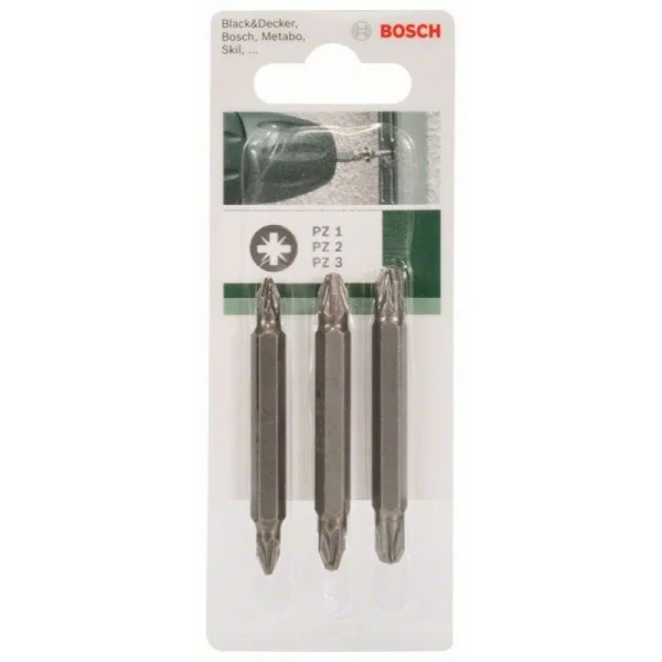 Набор из 3 двухсторонних насадок (PZ, PZ) PZ1-PZ1; PZ2-PZ2; PZ3-PZ3; 60 мм Bosch 2609255962 — изображение 3
