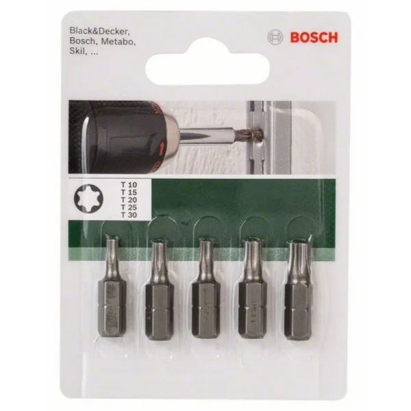 Набор из 5 насадок-бит Standard для шурупов с внутренним шлицем Torx 25 мм Bosch 2609255970 — изображение 3