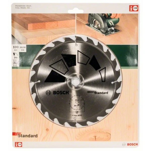 Пильный диск STANDARD 190x20x2,2 мм, 24 Bosch 2609256818 — изображение 2