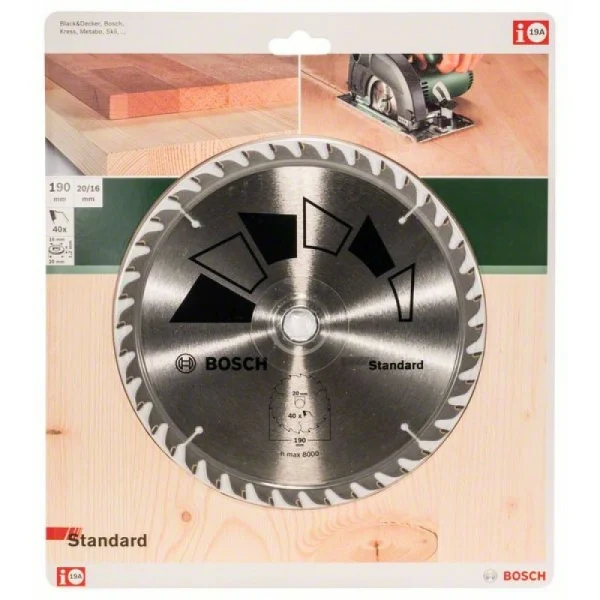 Пильный диск STANDARD 190x20x2,2 мм, 40 Bosch 2609256819 — изображение 2