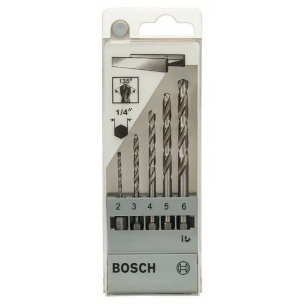 Набор из 5 сверл по металлу HSS-G, DIN 338 2; 3; 4; 5; 6 мм Bosch 2608595517 — изображение 2
