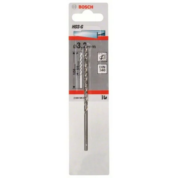 Сверло по металлу HSS-G DIN 340 3,2x69x106 мм Bosch 2608595677 — изображение 2
