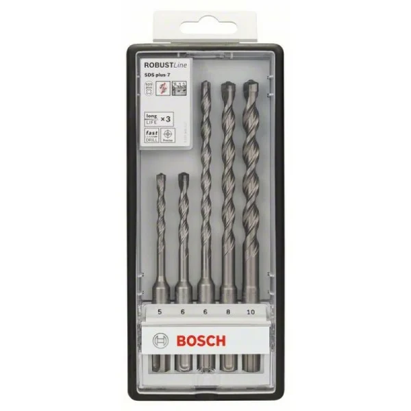 Набор Robust Line из буров SDS-plus-7 (5; 6; 6; 8; 10 мм) Bosch 2608585073 — изображение 2
