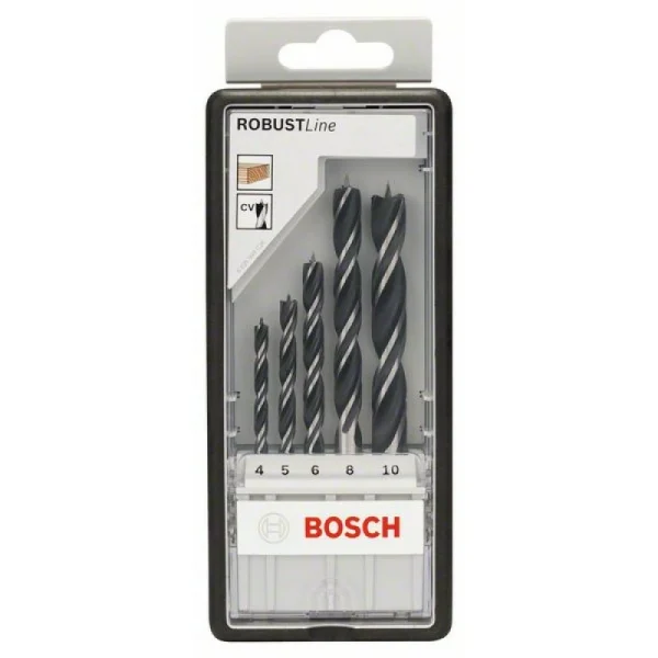 Набор из 5 спиральных сверл по древесине Robust Line 4; 5; 6; 8; 10 мм Bosch 2607010527 — изображение 2