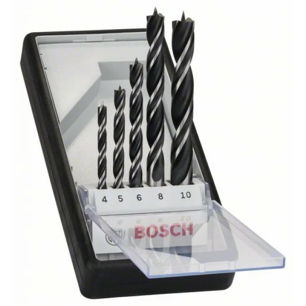 Набор из 5 спиральных сверл по древесине Robust Line 4; 5; 6; 8; 10 мм Bosch 2607010527