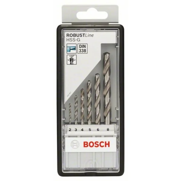 Набор из 6 сверл по металлу Robust Line HSS-G, 135° 2; 3; 4; 5; 6; 8 мм, 135° Bosch 2607010529 — изображение 2