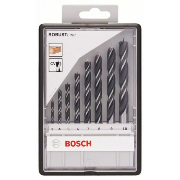 Набор из 8 спиральных сверл по древесине Robust Line 3; 4; 5; 6; 7; 8; 9; 10 мм Bosch 2607010533 — изображение 2