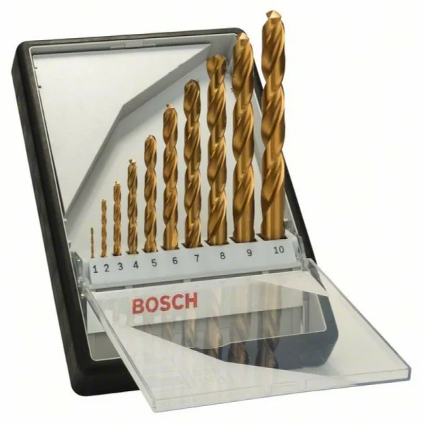 Набор из 10 сверл по металлу Robust Line HSS-TiN, 135° (1-10 мм) Bosch 2607010536