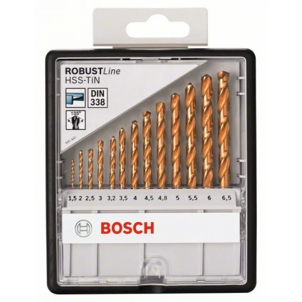 Набор из 13 сверл по металлу Robust Line HSS-TiN 135° Bosch 2607010539 — изображение 2