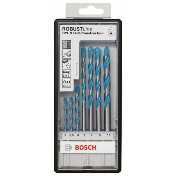 Набор Robust Line из 7 универсальных буров CYL-9 Multi Construction (5; 5,5; 6; 6; 7; 8; 10 мм) Bosch 2607010546 — изображение 2