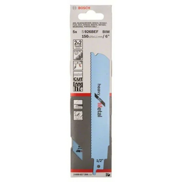 Пильное полотно S 926 BEF Heavy for Metal Bosch 2608657394 — изображение 2