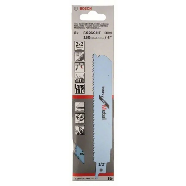 Пильное полотно S 926 CHF Heavy for Metal Bosch 2608657397 — изображение 2