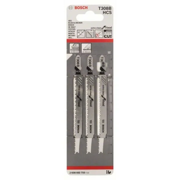 Пильное полотно T 308 B Extraclean for Hard Wood Bosch 2608663750 — изображение 2