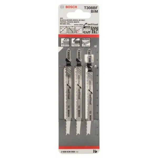 Пильное полотно T 308 BF Extraclean for Hard Wood Bosch 2608636568 — изображение 2