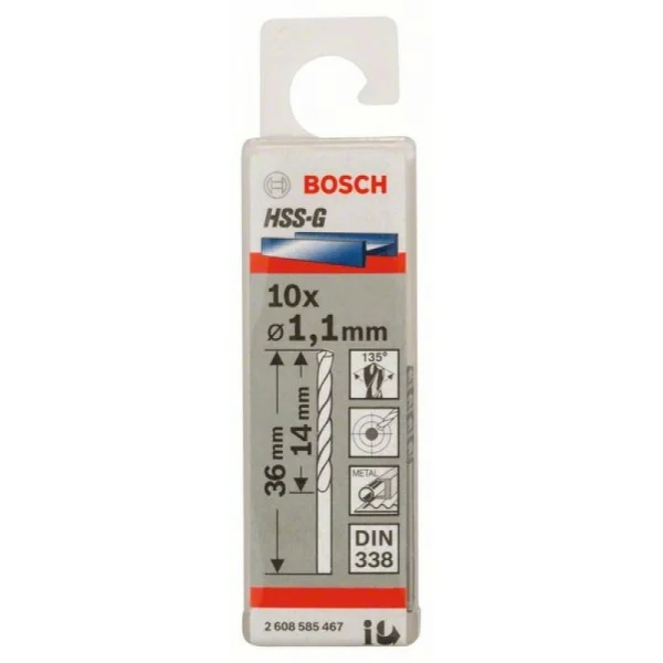 Сверло по металлу HSS-G DIN 338 1,1x14x36 мм Bosch 2608585467 — изображение 2
