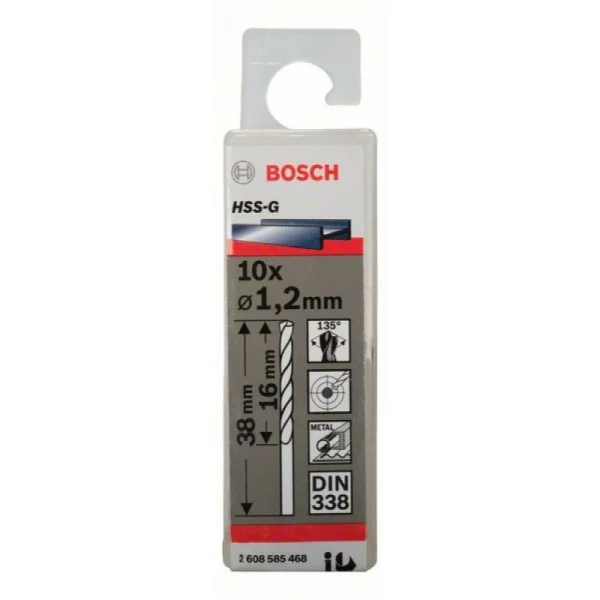 Сверло по металлу HSS-G DIN 338 1,2x16x38 мм Bosch 2608585468 — изображение 2