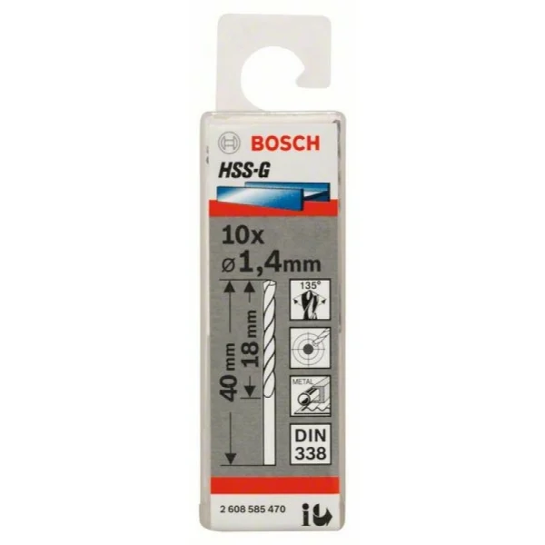 Сверло по металлу HSS-G DIN 338 1,4x18x40 мм Bosch 2608585470 — изображение 2