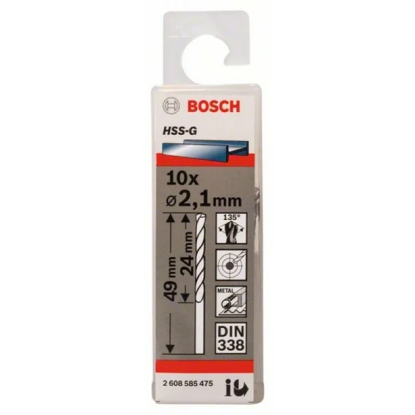 Сверло по металлу HSS-G DIN 338 2,1x24x49 мм Bosch 2608585475 — изображение 2