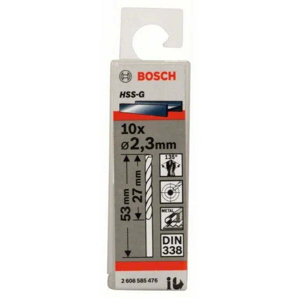 Сверло по металлу HSS-G DIN 338 2,3x27x53 мм Bosch 2608585476 — изображение 2