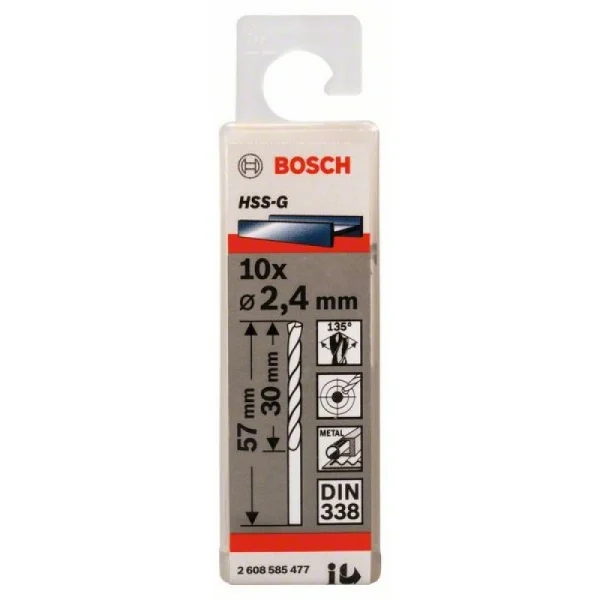 Сверло по металлу HSS-G DIN 338 2,4x30x57 мм Bosch 2608585477 — изображение 2