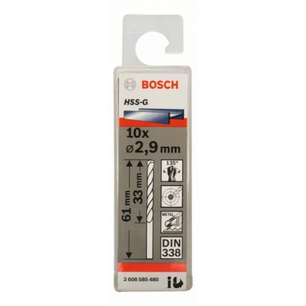 Сверло по металлу HSS-G DIN 338 2,9x33x61 мм Bosch 2608585480 — изображение 2