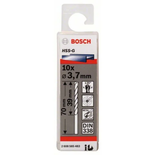 Сверло по металлу HSS-G DIN 338 3,7x39x70 мм Bosch 2608585483 — изображение 2