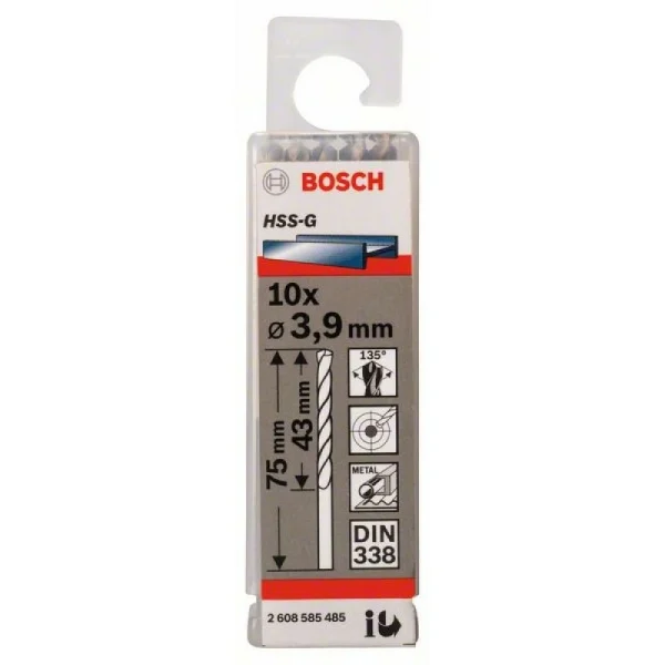 Сверло по металлу HSS-G DIN 338 3,9x43x75 мм Bosch 2608585485 — изображение 2