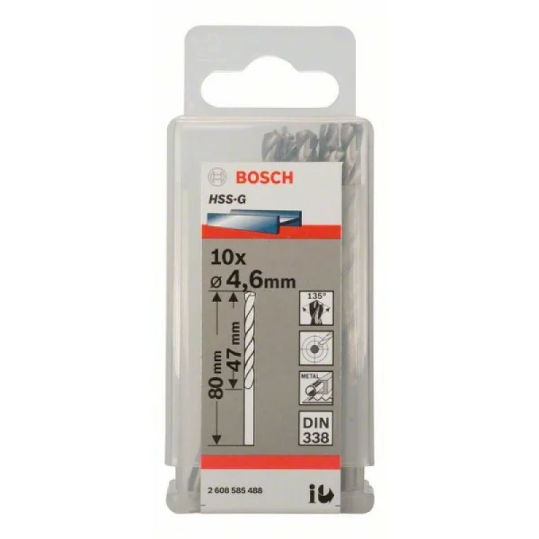 Сверло по металлу HSS-G DIN 338 4,6x47x80 мм Bosch 2608585488 — изображение 2