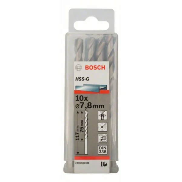 Сверло по металлу HSS-G DIN 338 7,8x75x117 мм Bosch 2608585506 — изображение 2
