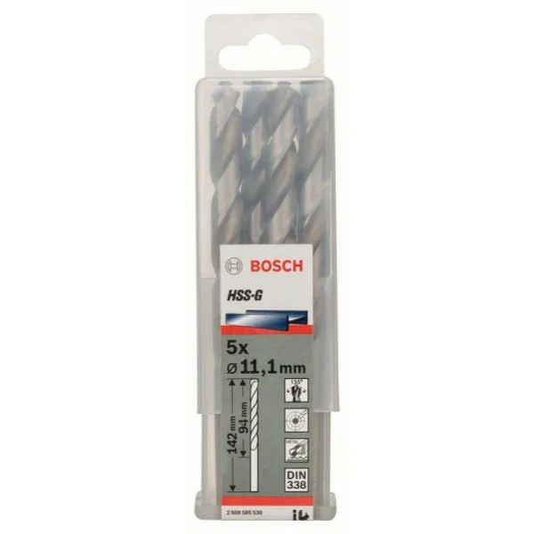 Сверло по металлу HSS-G DIN 338 11,1x94x142 мм Bosch 2608585530 — изображение 2